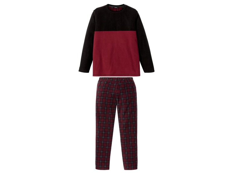 Heren fleece pyjama L (52-54), Rood-zwart