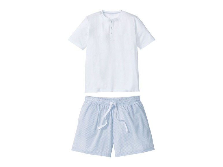 Korte heren pyjama M (48-50), Lichtblauw-wit gestreept