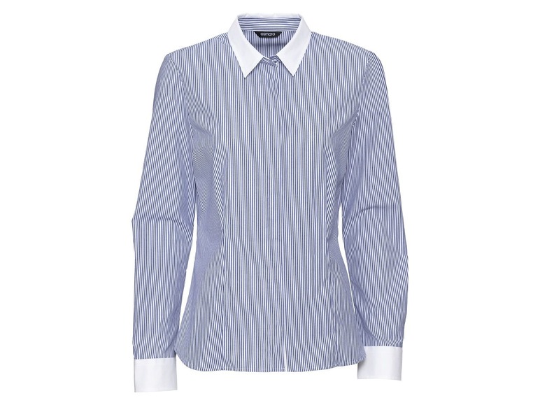 Dames blouse 46, Strepen blauw-wit