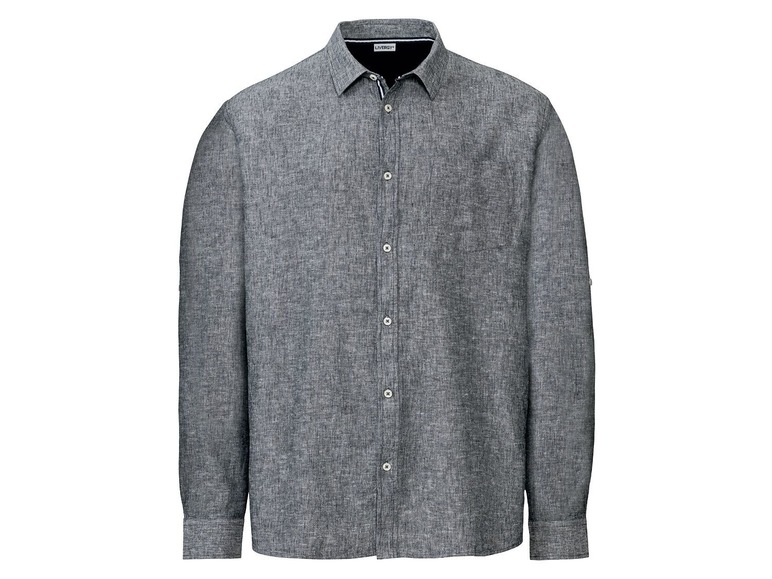Linnen heren blouse plus size XXL (45-46), Blauw