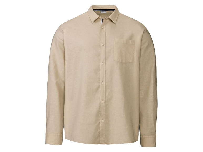 Linnen heren blouse plus size XXL (45-46), Beige