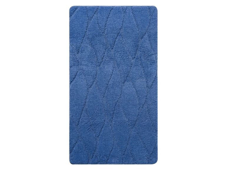Badmat 70 x 120 cm Donkerblauw met print