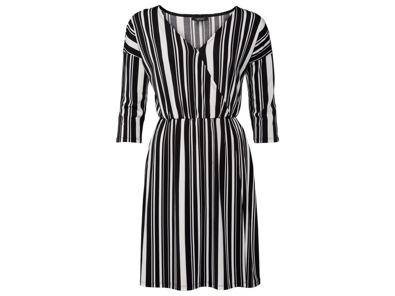 Dames jurk S (36-38), All-over-print-wit-zwart
