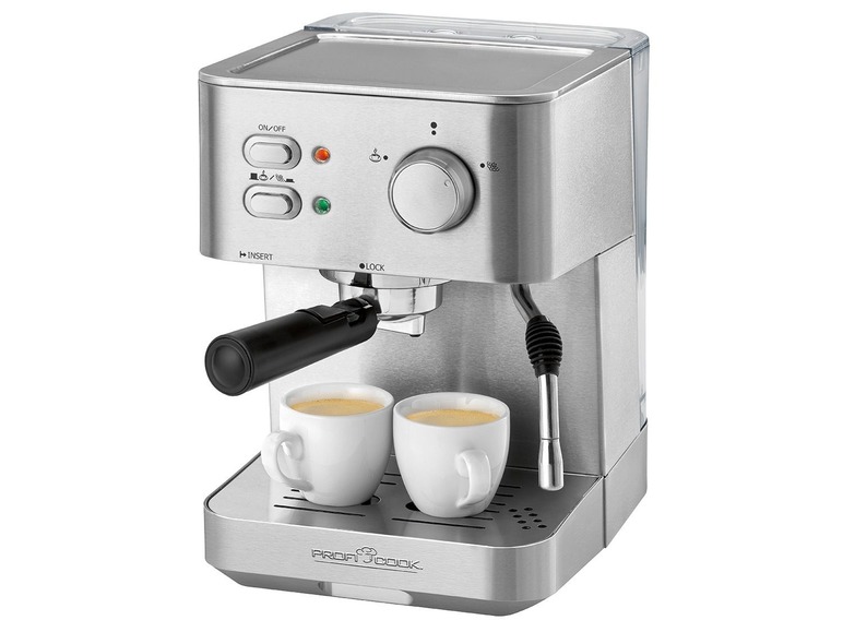 Profi Cook Espresso-apparaat RVS, Zwart met kopverwarmer 501109